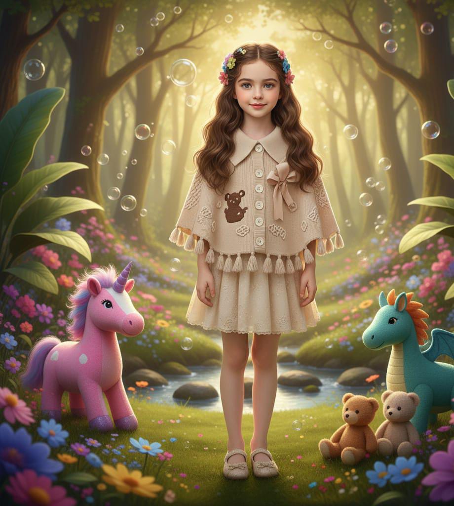 Cute Bear Knitted Poncho for Kids - Soft and Cozy