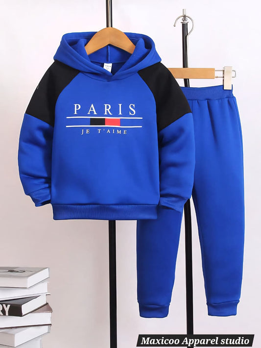 🔥 Kids Premium Fleece Hoodie Tracksuit – PARIS Design