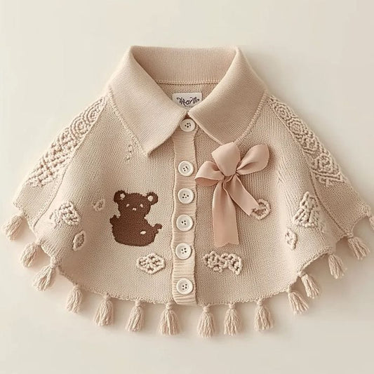 Cute Bear Knitted Poncho for Kids - Soft and Cozy