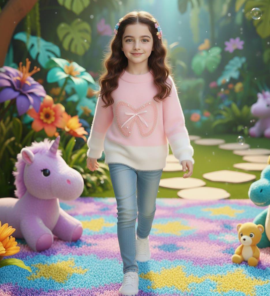 Kids Fluffy Rabbit Wool Knitted Sweater – Bow Design