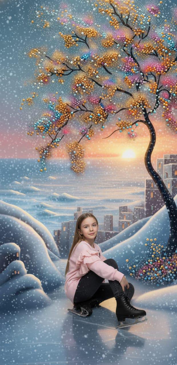 Girls’ Ruffled Fleece Sweatshirt with Heart & Crown Prints